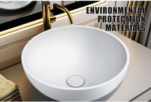 Lavabo de Piedra para Baño de Villa Tradicional Blanca, Directo de Fábrica en China, con Desagüe, Forma Redonda - Product Image 2