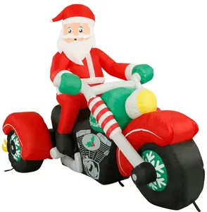8英尺圣诞老人骑摩托车户外廉价圣诞充气装饰8英尺圣诞老人骑摩托车照明充气装饰