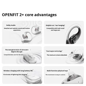 OpenFit 2+ T921 หูฟังแบบเปิดสำหรับเล่นกีฬา รองรับการชาร์จไร้สาย 5.4 ใช้งานได้นานกว่า 20 ชั่วโมง ควบคุมด้วยปุ่ม - Product Image 4