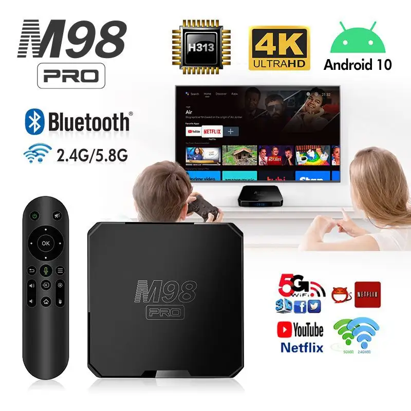 Sıcak satış M98PRO TV set-top box 4K HD ağ oynatıcı Android 10.0 akıllı TV kutusu