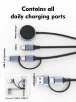 Cable USB Multifunción 5 en 1, Cable de Datos de Carga Rápida PD de 100 W con Trenzado de Nailon para Teléfono Móvil, Tableta, Auriculares, Computadora, Duradero