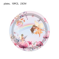 Ensemble de vaisselle jetable Lumoire Celebration Fairy Flower Princess pour fête d'anniversaire de filles de 8 à 13 ans, gobelets en papier et en latex, décoration