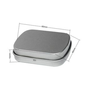 Caja de lata vacía de plata satinada con tapa bisagras, caja de lata de menta vacía con cubierta con bisagras, venta al por mayor - Product Image 2