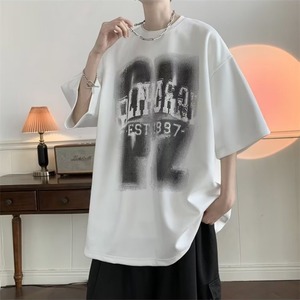 Camiseta de Hombre de Cuello Redondo, Estilo Casual Holgado, Ajuste Delgado, con Estampado Digital Urbano Americano, Venta Directa de Fábrica - Product Image 4