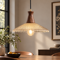 Lampe suspendue en verre et bois de noyer de style japonais vintage, Wabi-Sabi, LED, pour salle à manger, café, îlot de cuisine, bar