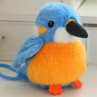 Mini porte-clés doux peluche oiseau jouet longue peluche Animal sauvage Collection pingouin perroquet martin-pêcheur Toucan moineau avec base magnétique