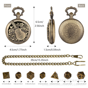 Montre de poche à quartz <span class=keywords><strong>vintage</strong></span> steampunk en alliage de zinc avec motif floral personnalisé, fonctionnant à piles, avec chaîne, style antique, non étanche - Product Image 3