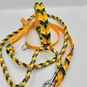 Juego de Correa y <span class=keywords><strong>collar</strong></span> de perro manos libres de PVC con logotipo en relieve personalizado, correa de cuero para cachorros, accesorios para mascotas grandes - Product Image 5