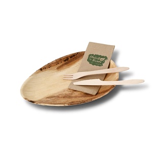 Assiettes en feuilles de palmier naturelles en forme de goutte de 26 cm pour emballage alimentaire et vente au détail - Product Image 3
