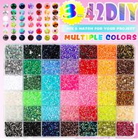 Kit de strass en résine gelée 48 couleurs, 3 mm, base plate en acrylique, pour vêtements, nail art, accessoires pour téléphone et tasses, avec pince à épiler et colle