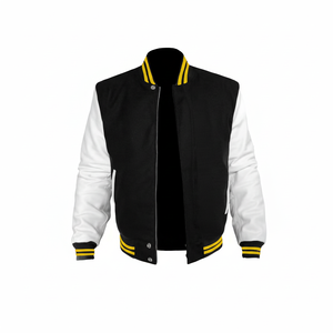 Veste universitaire en laine au design personnalisé pour hommes High Street Style col montant broderie avant Logo College Baseball Bomber Coat - Product Image 1