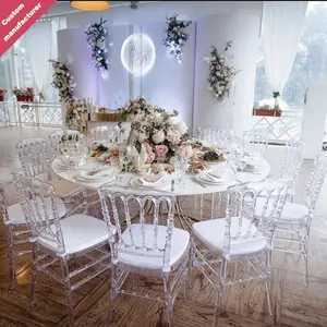 Venta al por mayor de Hotel apilable transparente resina transparente Chavari Tiffany Napoleón sillas acrílicas para bodas y banquetes