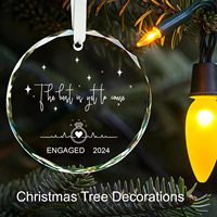 Ornement de Noël rond en verre cristal K9 vierge pour sublimation, idéal pour le 50e anniversaire de mariage
