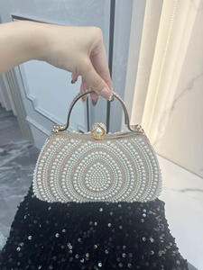 Nouvelle pochette de soirée pour femme avec strass et perles, à porter à la main, en bandoulière ou en sac à main, idéale pour les fêtes - Product Image 2