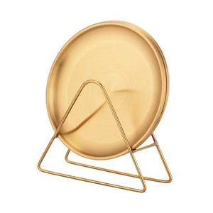 Juego de Platos de Acero Inoxidable Color Plata y Oro, Plato Redondo Bajo con Soporte para Uso en el Hogar y Hoteles - Product Image 4