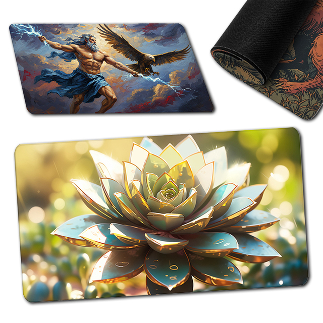 Custom Printed Lotus Art Design Board Desk Playmat Mouse Pads Play Mat for TCG CCG Big Table Mats Compatible with YUGIOH PKM