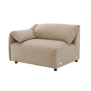 Juego de Sala de Estar Moderno Veata, Sofá Seccional de Gamuza Marrón Claro y Silla de Cuero Color Marfil, Material de Madera y Tela - Product Image 4