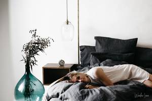 Juego de ropa de cama de lino 100% cosido a mano-King Queen tamaños gris funda nórdica fundas de almohada 200tc hilo patrón sólido Cierre de 2 botones - Product Image 2