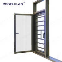 Ventanas abatibles de pantalla de seguridad de triple acristalamiento personalizadas Rogenilan, barras antirrobo de aluminio, ventana abatible para casa