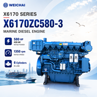 Mesin Diesel Laut SCDC WEICHAI Seri 6170 X6170ZC580-3 4 Tak 1350rpm 6 Silinder Turbocharged untuk Kapal Kargo
