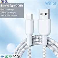 Câble USB tressé de type C à charge rapide 1M-3M pour Android/iOS/ordinateur/écouteurs avec conducteur en cuivre pur