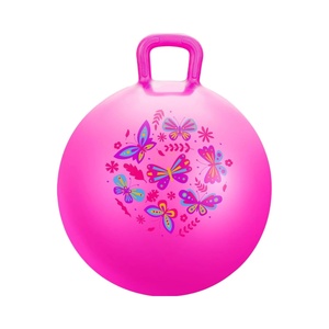 Pelota saltarina rosa de 18 pulgadas con asa para niños, juguete inflable para jugar en interiores/exteriores, regalo de juguete de animal inflable. - Product Image 1