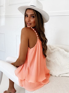 Top estivo in Chiffon bianco T-Shirt alla moda <span class=keywords><strong>con</strong></span> <span class=keywords><strong>spalline</strong></span> sottili senza maniche T-Shirt Casual ampia T-Shirt T-Shirt Femme - Product Image 6