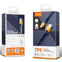 LDNIO TPE pengisi daya Cepat 30W, mikro kepang nilon Multi pengisi daya 1M kabel Data sinkronisasi USB C kabel ponsel untuk iphone/Android