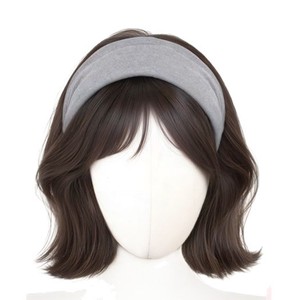 Perruque intégrée semi-réaliste avec bandeau, cheveux courts bouclés, chapeau détachable pour usage quotidien, pour femmes, toutes formes de visage, en fibre haute température - Product Image 1