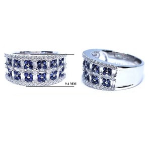 Expédition Rapide Bijoux Fins Noël Haute Qualité Or Blanc Massif 18 carats Saphir en Grappe Pierre Précieuse Hyperbole Unisexe Anniversaire Mariage - Product Image 2