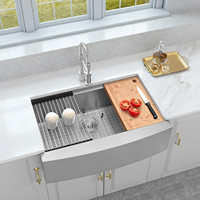 Tablier d'évier de cuisine de ferme multifonction moderne Éviers de poste de travail avant Évier en acier inoxydable SUS304 pour usage domestique