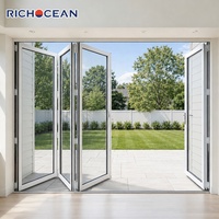 Portes pliantes en aluminium résistantes aux ouragans RICHOCEAN Florida, minimalistes, résistantes aux intempéries, triple vitrage, porte pliante à double battant