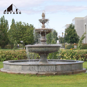 QUYANG ornamenti da <span class=keywords><strong>giardino</strong></span> personalizzati arte moderna pietra naturale brama di marmo bianco fontana di acqua di loto - Product Image 2