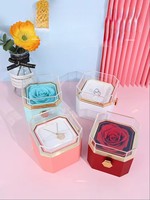 Cadeaux de la Saint-Valentin : Coffret Cadeau Collier Roses Éternelles, Boîte à Bijoux Rose avec Tiroir, Boîte à Bijoux pour Bague et Collier Fleur Éternelle