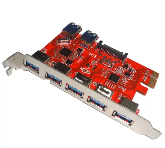 새로운 제품 PCI-E PCI 익스프레스 x1 7 포트 USB3.0 4 핀 전원 확장 카드 카드에 추가