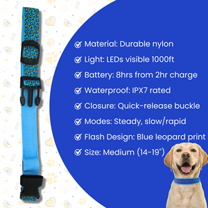 LED Glow-In-The-Dark Wholesale Reflective Breathable Adjustable Striped Simple Luxury Polyester <b>Dog</b> <b>Collar</b> Night Safety - Product Image 3
