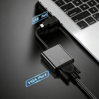 Konverter Adaptor USB ke VGA 1080P USB-A Berkualitas Tinggi Kondisi Baru untuk Laptop, Monitor, dan Proyektor