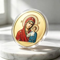 Pièce commémorative religieuse de la Vierge Marie orthodoxe et de Jésus, peinte et imprimée UV, médaille souvenir à l'effigie d'une icône religieuse