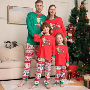 <span class=keywords><strong>Pyjama</strong></span> de Noël pour femme grande taille, motif <span class=keywords><strong>Grinch</strong></span>, taille élastique, en tricot avec logo frontal, collection Famille - Product Image 1