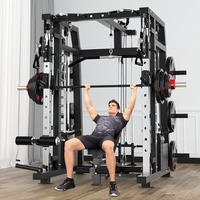 Rack de Squat Professionnel Réglable en Acier pour Salle de Sport à Domicile, Cage de Musculation Multifonctionnelle Pliable Tout-en-un avec Crossover par Câble et Chest Fly