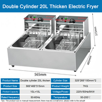 Freidora Eléctrica Comercial de 10L+10L para Uso Doméstico, Restaurantes de Comida Rápida, para Papas Fritas, Pollo Frito, para Hoteles