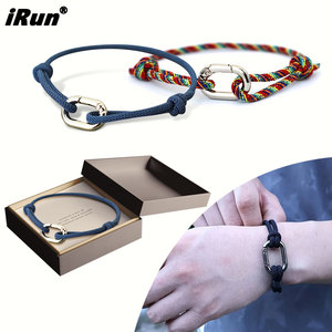 Pulsera de cuerda de nailon hecha a mano elegante <span class=keywords><strong>iRun</strong></span> para hombre, pulsera trenzada de cuerda con diseño de nudo deslizante para regalo de amistad - Product Image 1