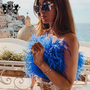 Y2K Fashion Girls Ostrich Fur Tank <strong>Tops</strong> Strapless Sleeveless Wraps <strong>Fluffy</strong> Ostrich Feather <strong>Top</strong> Summer - Product Image 5