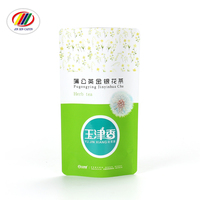 Sachets zip-lock refermables souples et écologiques personnalisés Sac alimentaire en plastique à fermeture éclair imprimé hélio pour emballage de thé vert