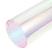 Feuille miroir en vinyle transparent irisé en PVC transparent holographique Artisanat au laser Arcs de bricolage Fabrication de bijoux, 1.27x50M 50inchx164feet