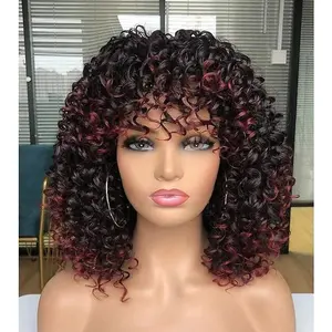 High quality Synthetic Short Wigs AFO kinky curly Wigs for Women Pink Red Black Lolita Cosplay Party Wigs