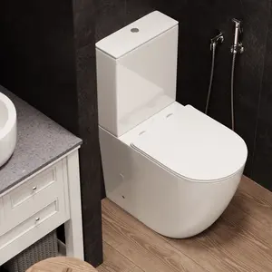 HOT Toilet 2 Piece Close Coupled Modern Bathroom Toilet Flush Ceramic Sanitary Ware Washdown Floor Mounted The Toilet