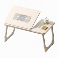 Support d'ordinateur portable avec ventilateur de refroidissement, table pliable en bois, double ventilateurs USB, 5 angles réglables, antidérapant pour lit, canapé, dortoir
