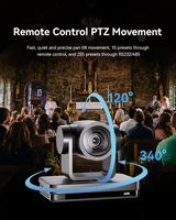Caméra PTZ 4K pour diffusion en direct, zoom 12x, suivi automatique IA, SDI/IP/PoE, 30fps pour églises et conférences