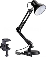 Lámpara de Escritorio con Brazo Metálico Oscilante, Base Plegable y Ajustable con Portalámparas E27, para Salón de Uñas, Oficina, Hogar y Estudio